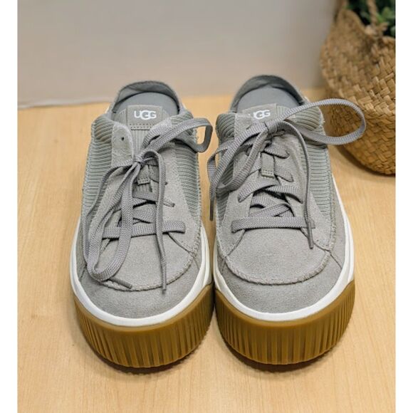 UGG Seal Gray EZ-Duzzit Suede Platform Slip-On Mules Women's Size 9.5 NWOT - Picture 5 of 12